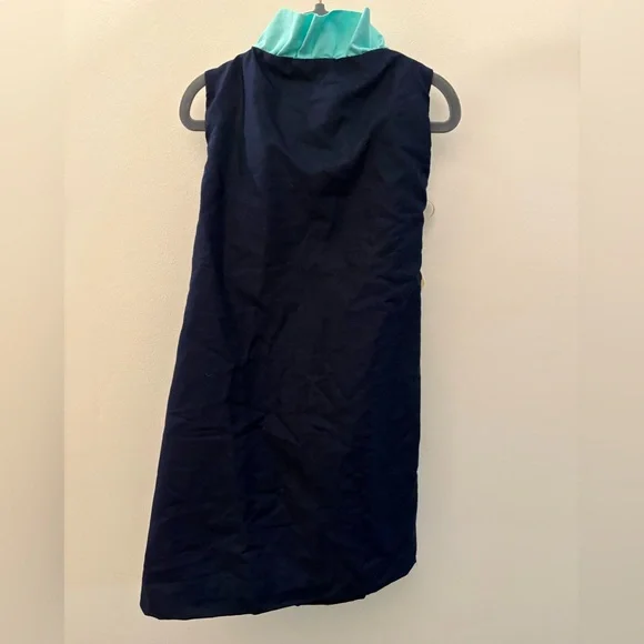 Kimono Girls Dress Navy Aqua Ruffle Vibrant Floral Reversible Adjustable Size 5 - Picture 4 of 8